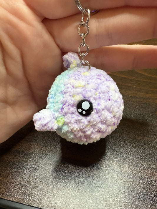 LuvKnotz Tiny Multicolor Keychain Fish Handmade Crochet - Soft Acrylic Yarn, Approx. 1” Long, OOAK stuffed animals