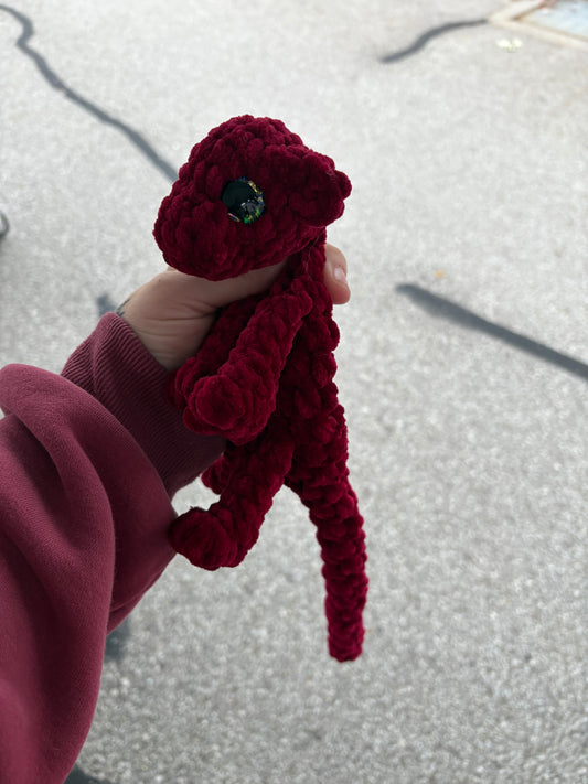 Red - LuvKnotz Baby Dragon Handmade Crochet - Soft Chenille Yarn, Approx. 14" Long, Hand Painted Eyes, OOAK stuffed animals