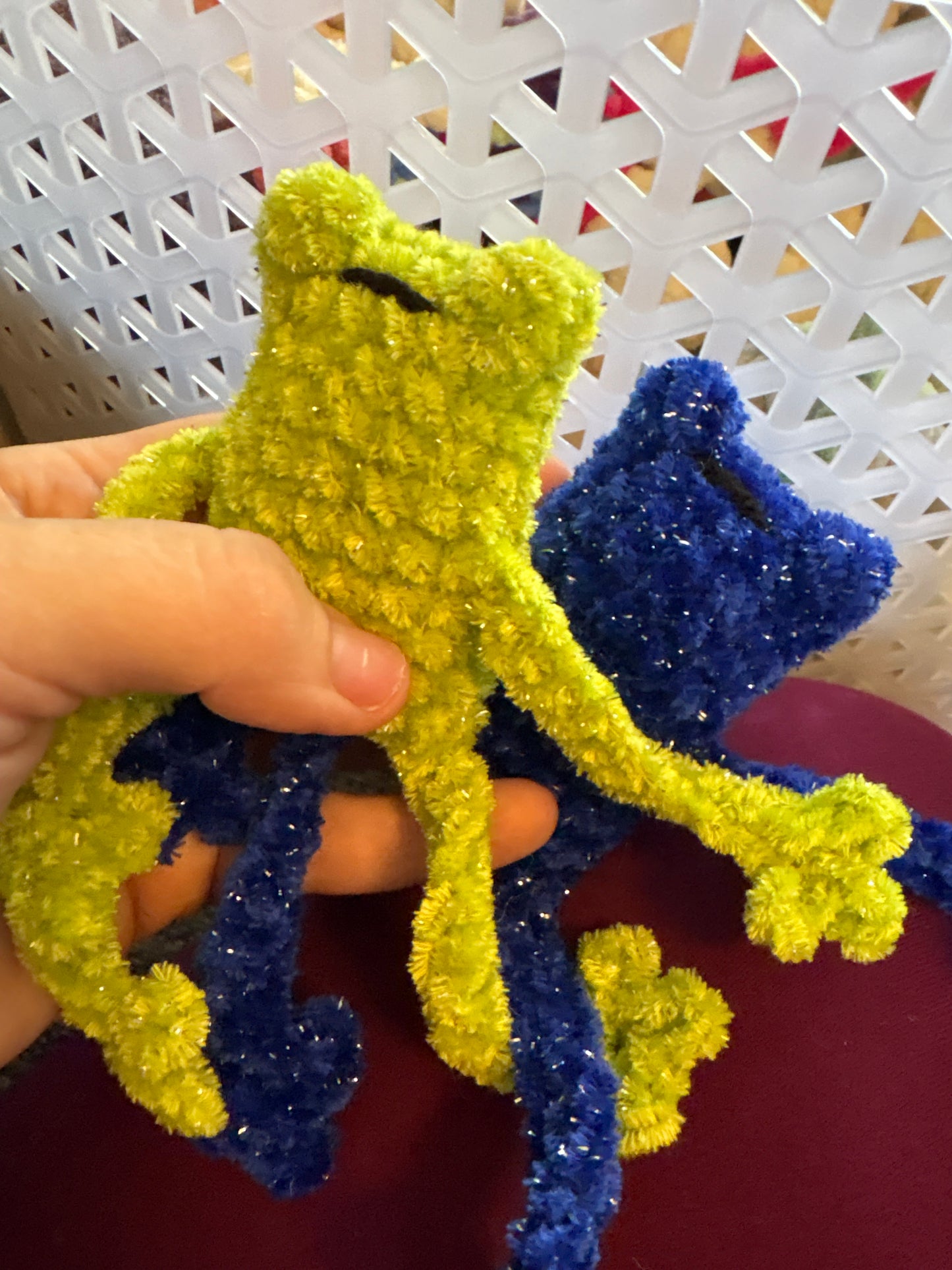 Random Color - Small Frog Handmade Crochet - Soft chenille Yarn, Approx. 3” Long, stuffed animals