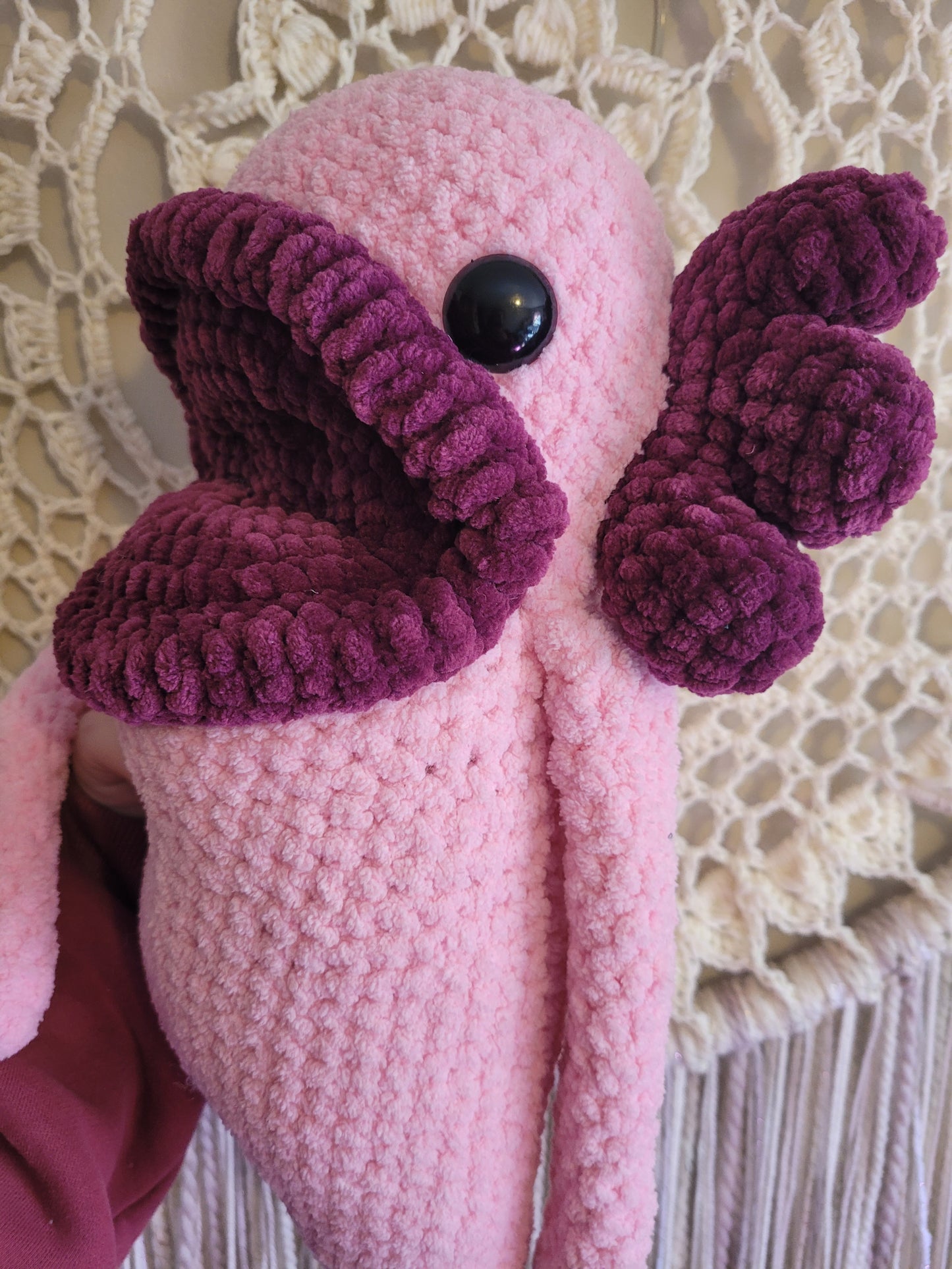 Large Fuzzy Pink Mythical Creature - Unique Design for Stuffed Animal