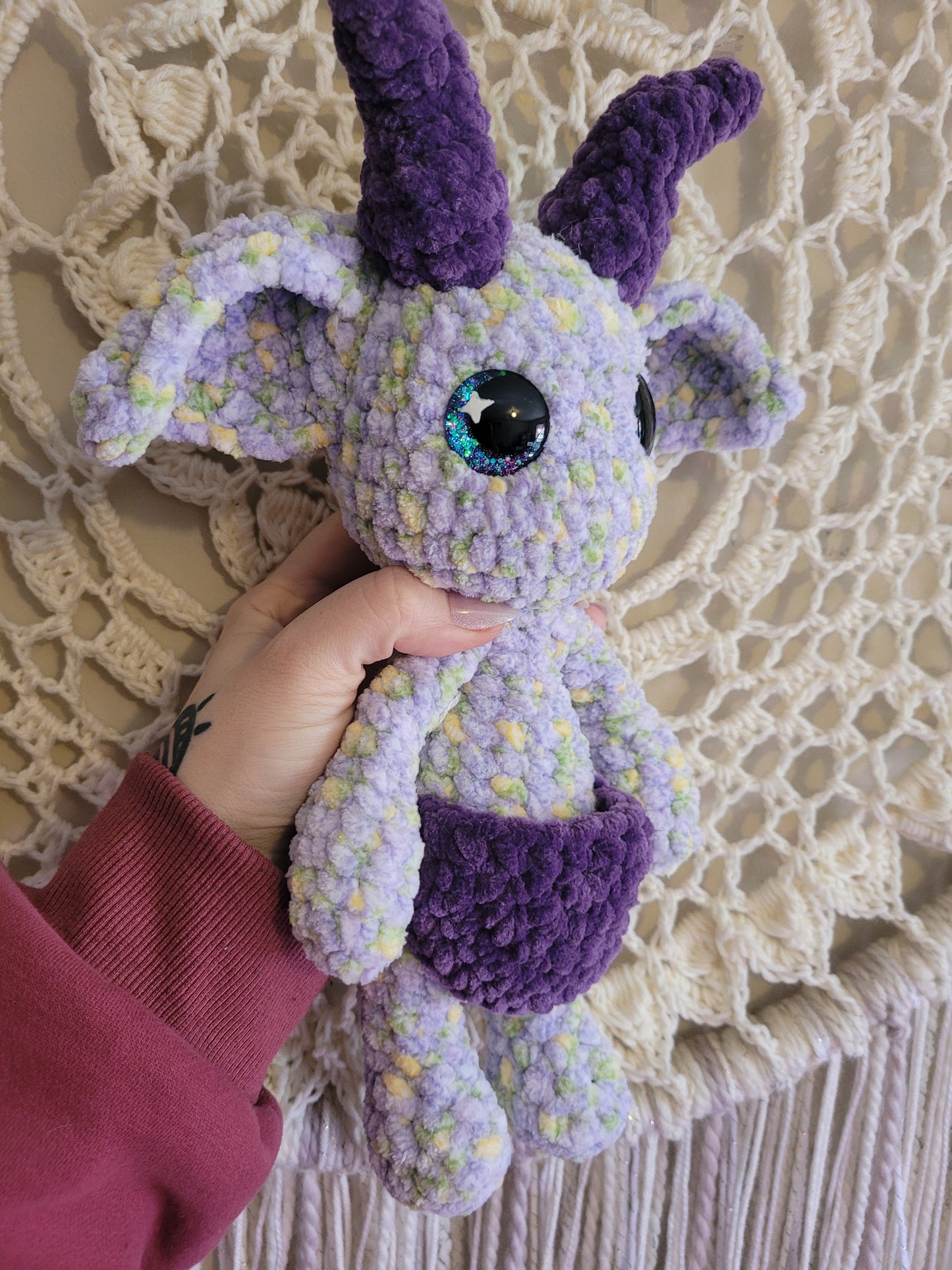 Large Purple Horned Sprite Mythical Creature - Unique Design for Stuffed Animal