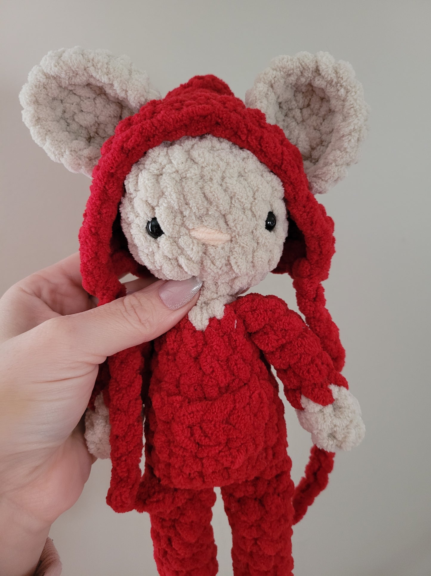 LuvKnotz Red Pajama Cream Mouse Lovie - Unique Design for Stuffed Animal - approx 14"