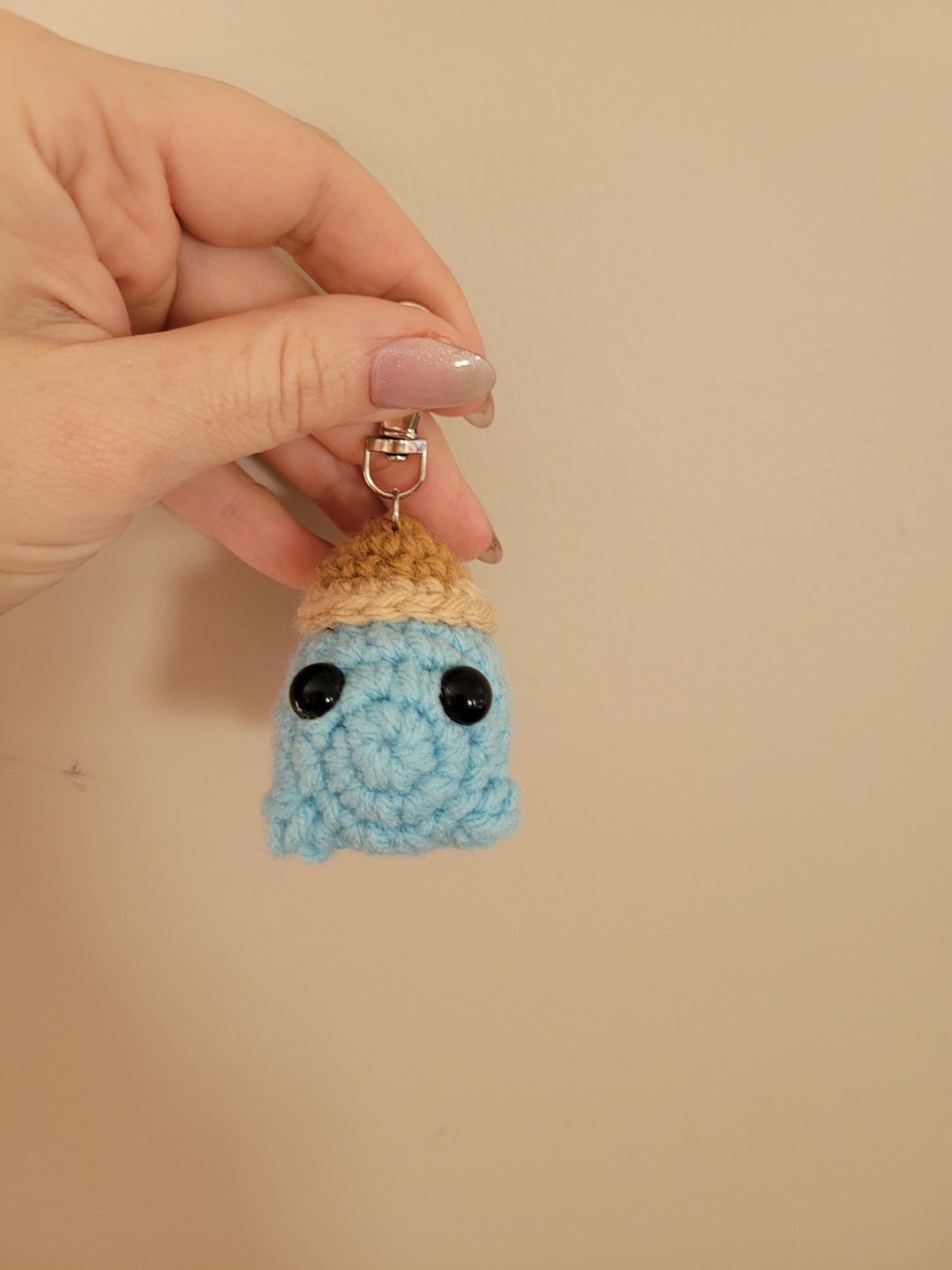 LuvKnotz Tiny Squirtle Pokemon Keychain Baby Turtle Handmade Crochet - Soft Acrylic Yarn, Approx. 3" Long, OOAK stuffed animals