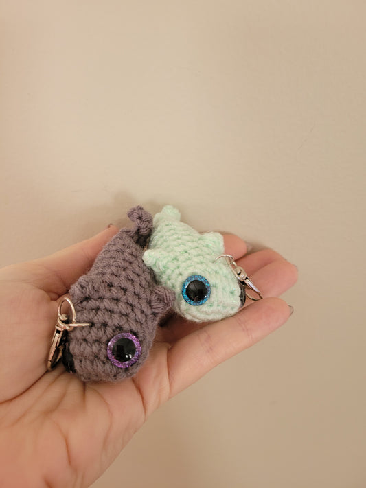 LuvKnotz Tiny Gray Aqua Keychain Shark Handmade Crochet - Soft Acrylic Yarn, Approx. 3" Long, OOAK stuffed animals