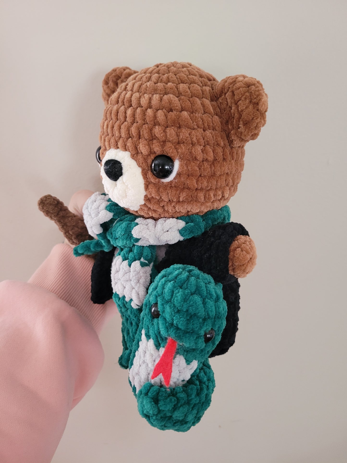 Slytherin Bear - Harry Potter Inspired Character - Unique Design for Stuffed Animal - approx 10"