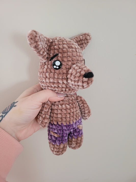 Brown Werewolf - Brown Wolf Inspired Animal - Unique Design for Stuffed Animal - approx 8"