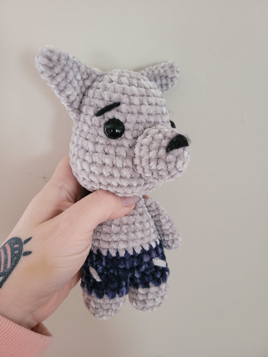 Grey Werewolf - Grey Wolf Inspired Animal - Unique Design for Stuffed Animal - approx 8"