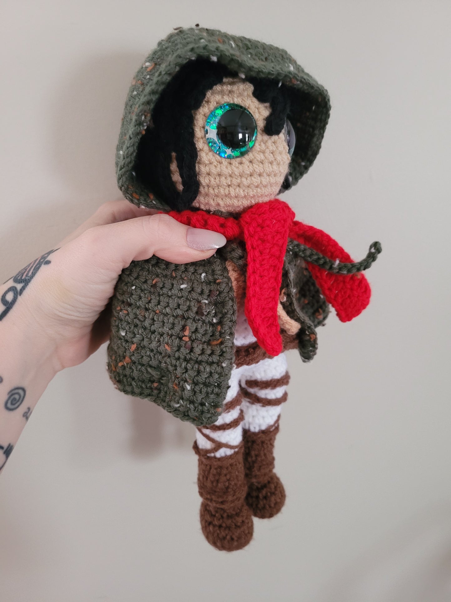 Mikasa the Scout - Attack on Titans Anime Inspired Character - Unique Design for Stuffed Animal - Approx 14"