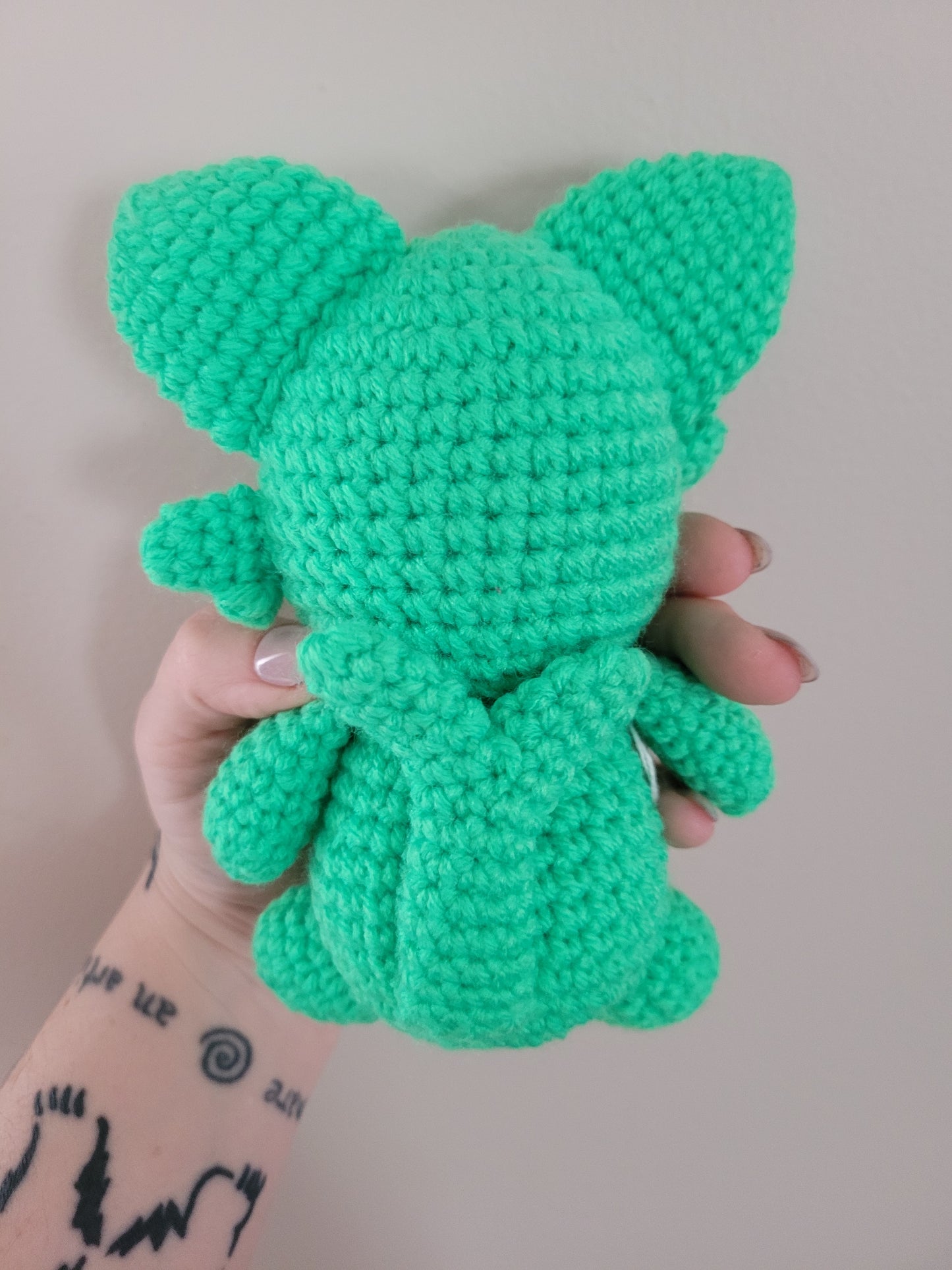 Espeon - Shiny Green Cat Pokemon Inspired - Unique Design for Stuffed Animal - Approx 8"