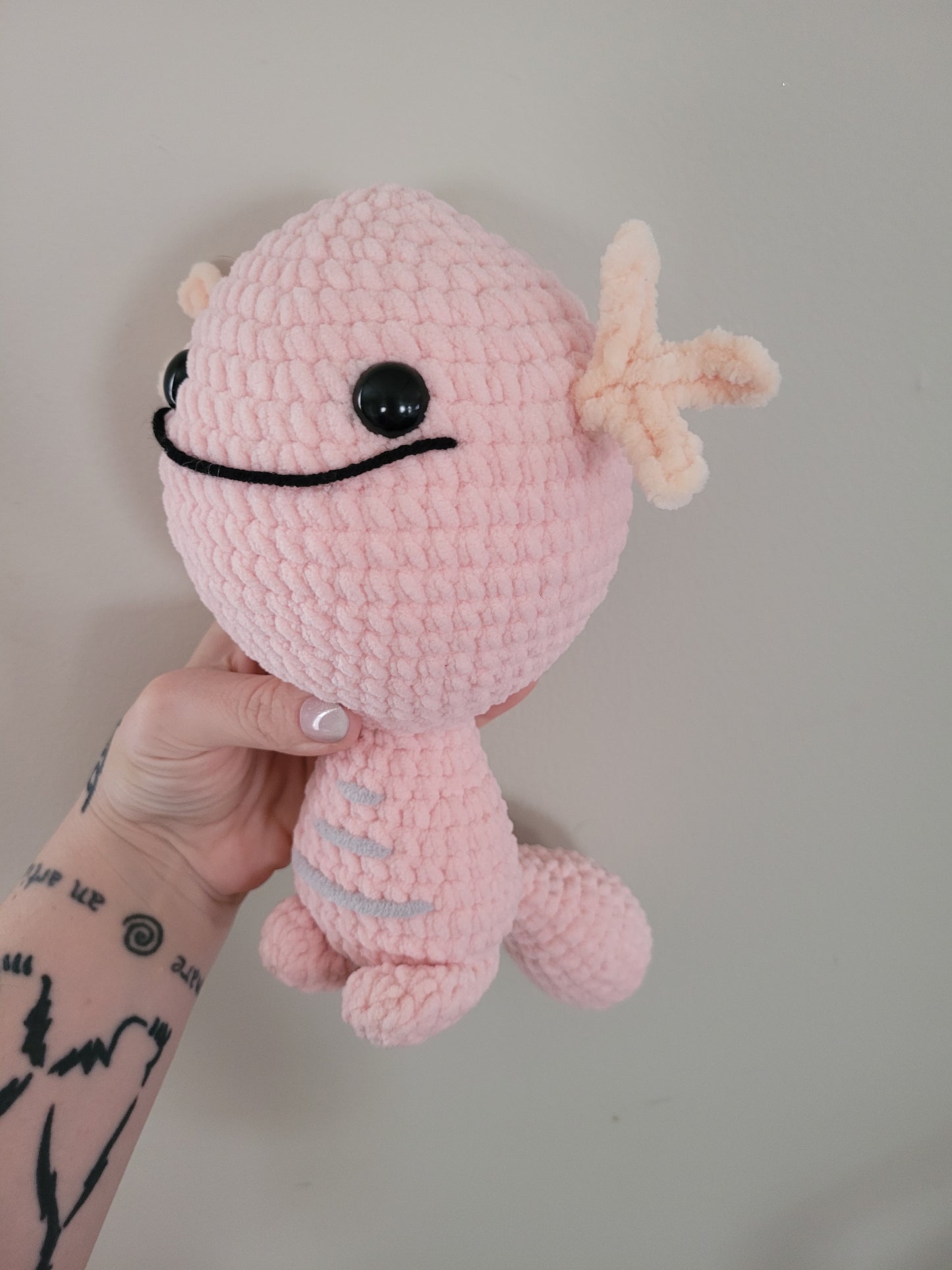 Paldean Wooper -Soft Pink Axolotl Pokemon Inspired - Unique Design for Stuffed Animal - Approx 12"