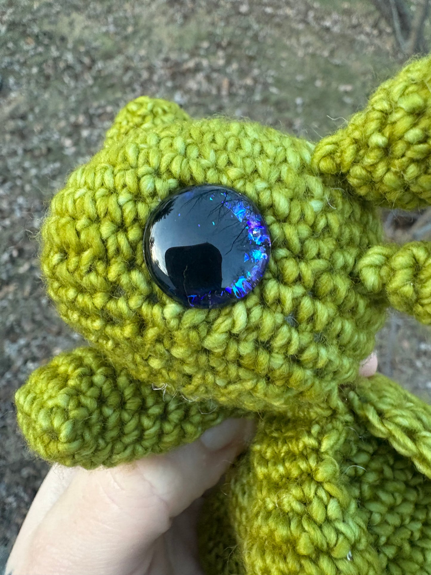 Floppy Light Green - LuvKnotz Baby Dragon Handmade Crochet - Soft Chenille Yarn, Approx. 10” Long, Hand Painted Eyes, OOAK stuffed animals