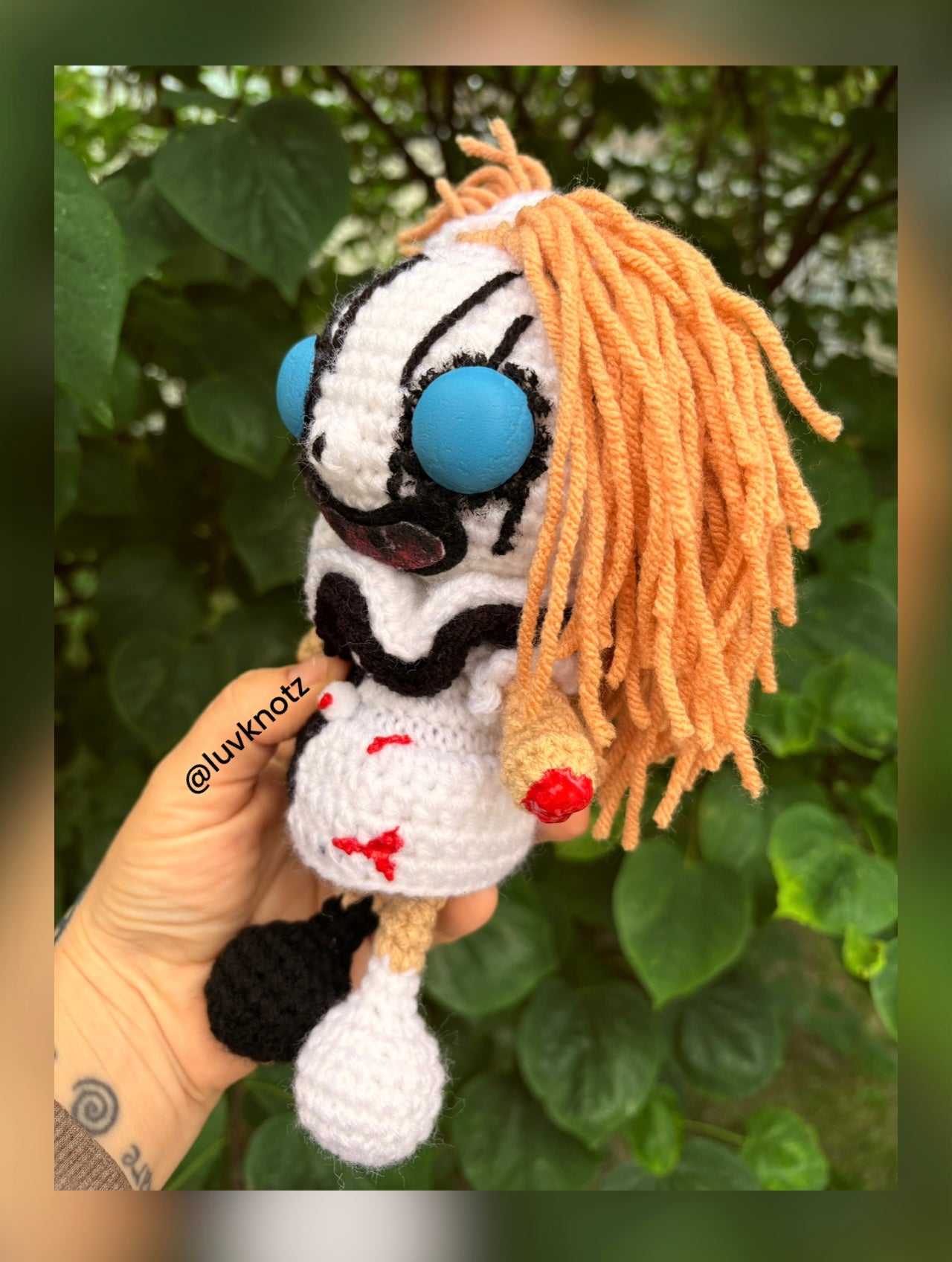Medium Female Terrifier Doll - Art the Clown Inspired Character - Unique Design for Stuffed Animal - approx 8”