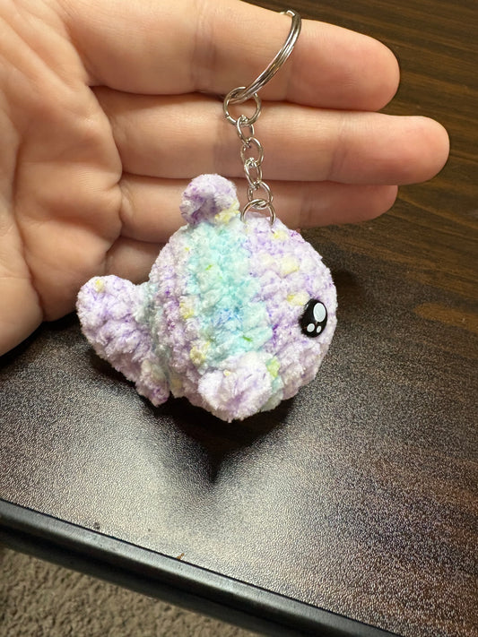 LuvKnotz Tiny Multicolor Keychain Fish Handmade Crochet - Soft Acrylic Yarn, Approx. 1” Long, OOAK stuffed animals