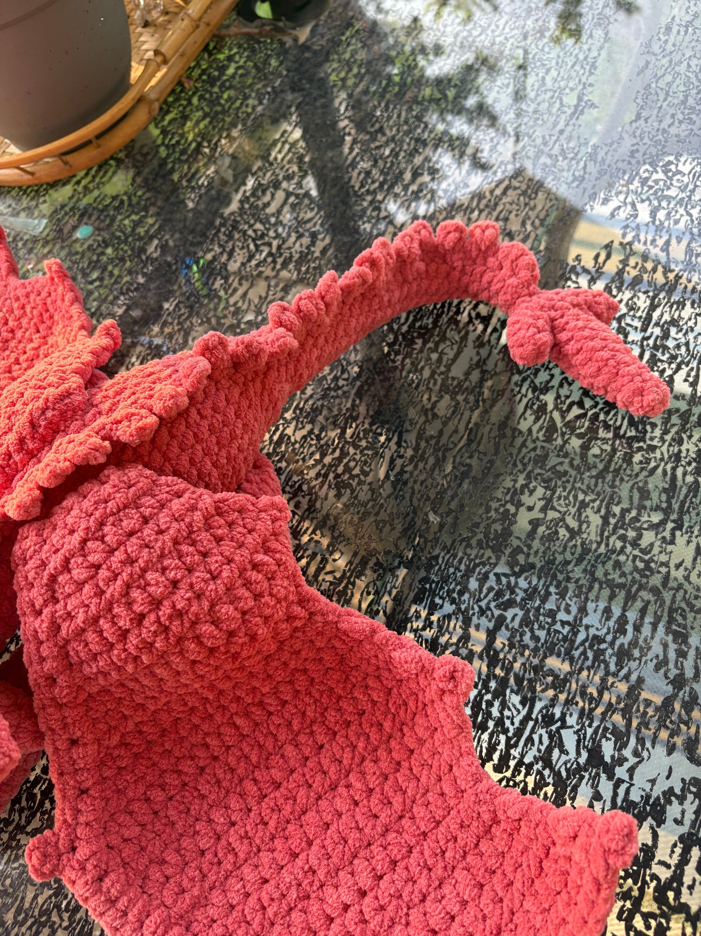 Large Floppy Orange - LuvKnotz Baby Dragon Handmade Crochet - Soft Chenille Yarn, Approx. 18” Long, Hand Painted Eyes, OOAK stuffed animals