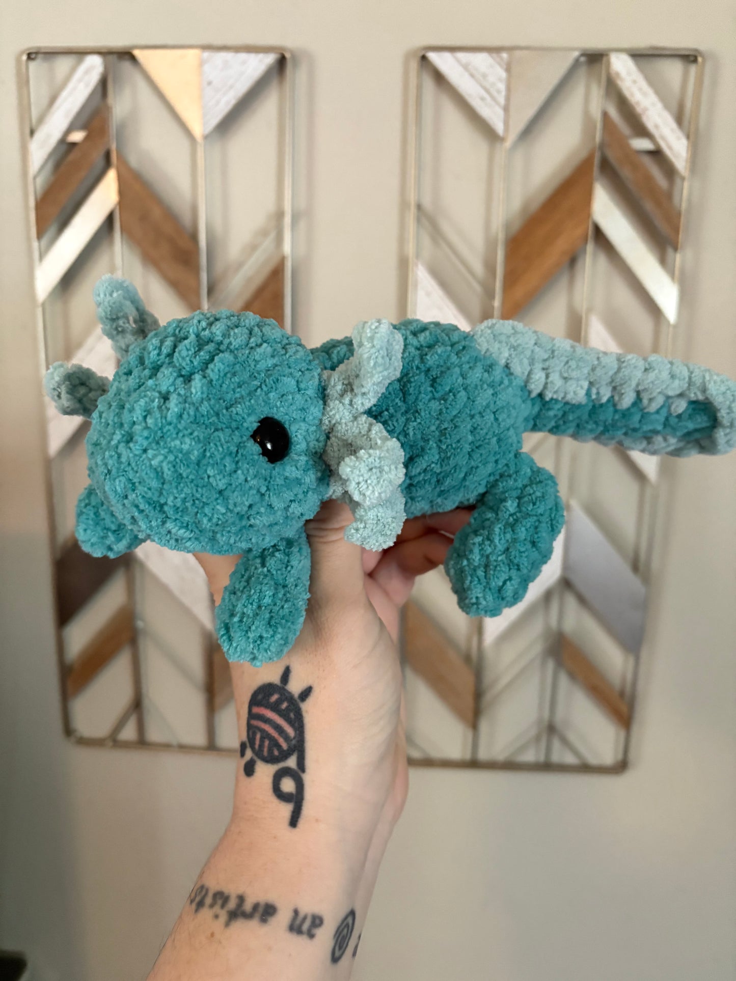 Luvknotz Medium Axolotl Handmade Crochet - Soft Chenille Yarn, Approx. 8" Long, stuffed animals
