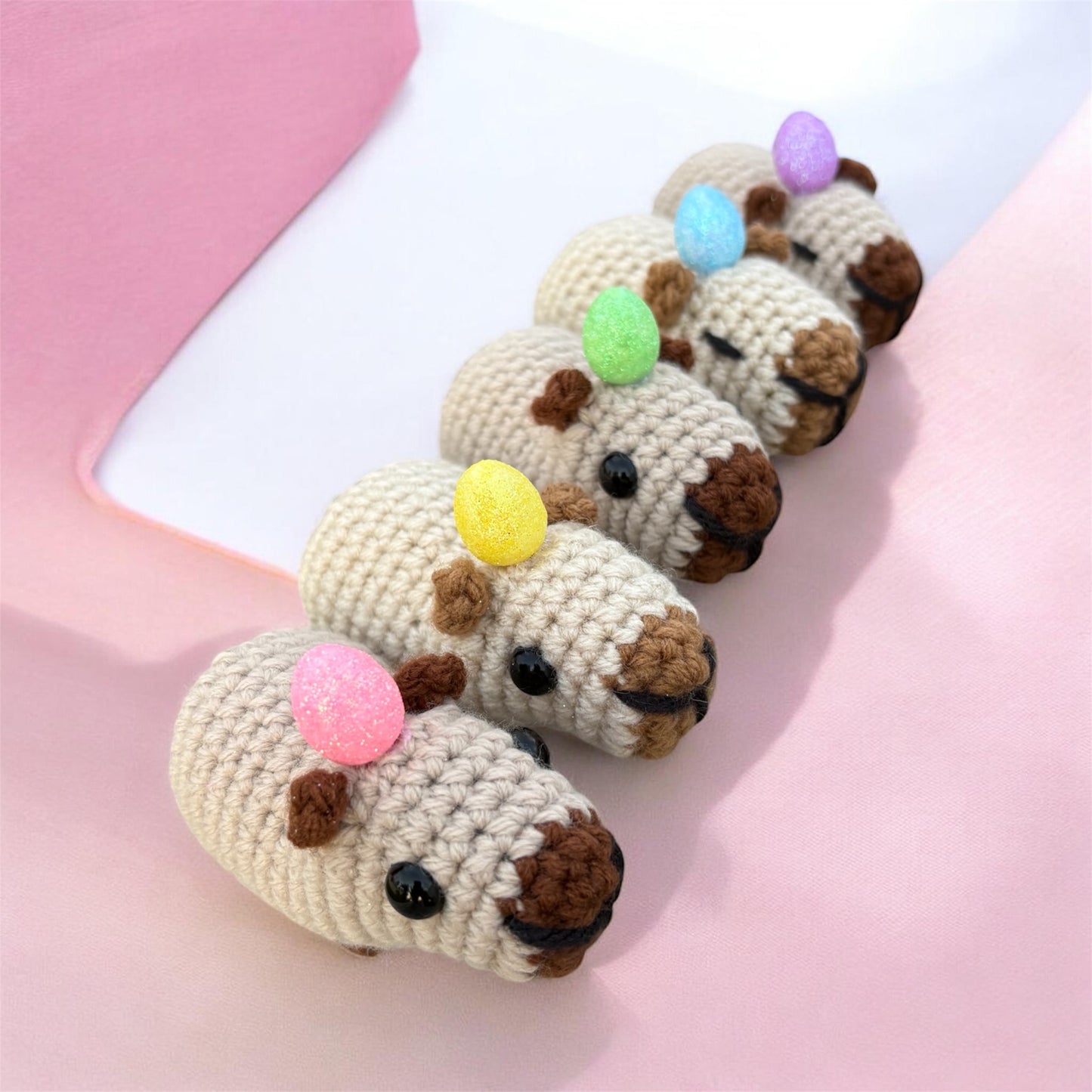 Easter Egg - LuvKnotz Small Capybara Handmade Crochet - Soft acrylic Yarn, Approx. 3" Long, stuffed animals
