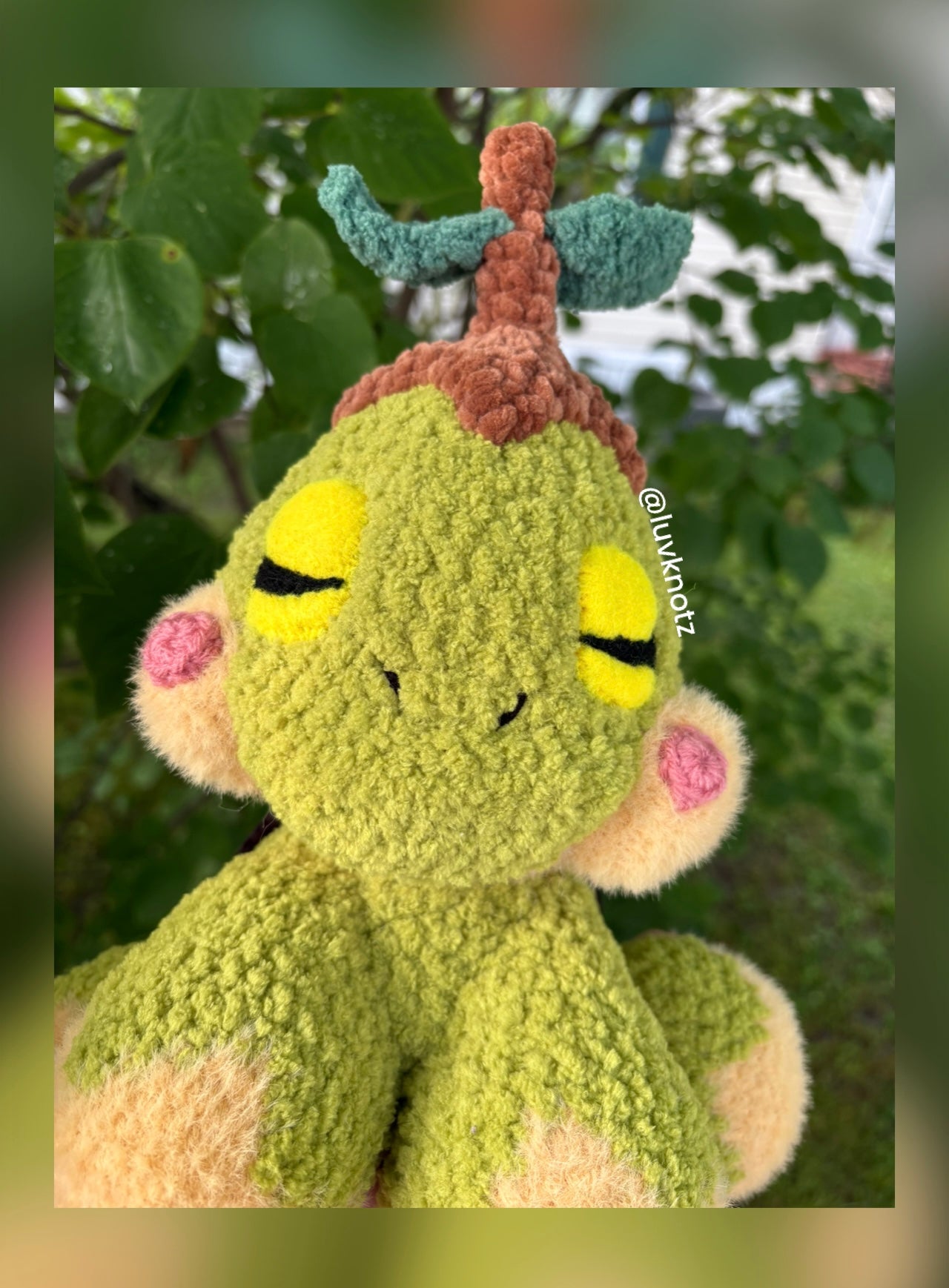CUSTOM FOR HANNAH - Turtwig - Turtle Sleepy Pokemon Inspired - Unique Design for Stuffed Animal - Approx 16”