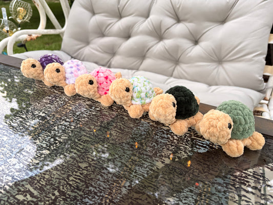 LuvKnotz Medium Turtle Handmade Crochet - Soft chenille Yarn, Approx. 3” Long, stuffed animals