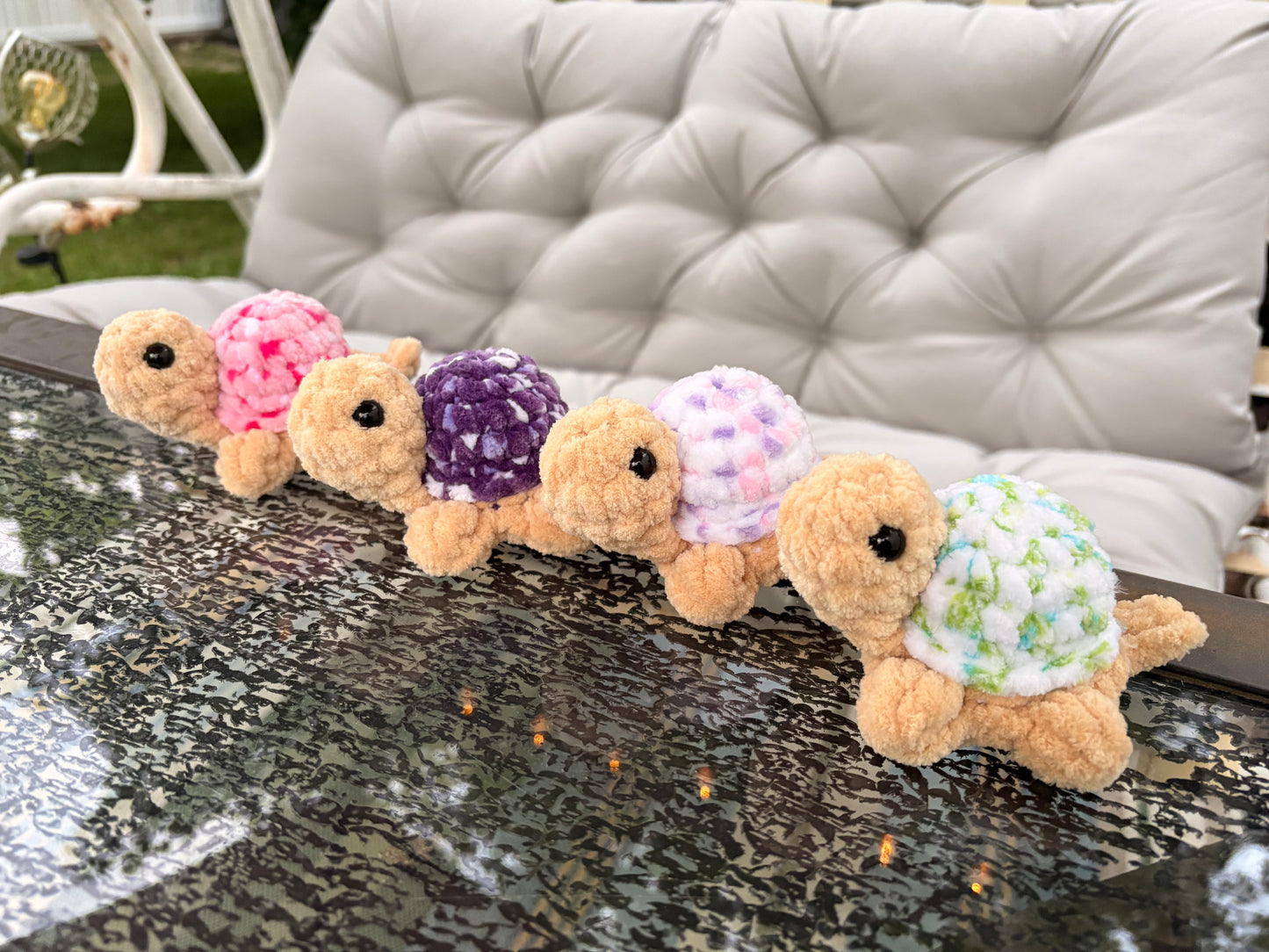 LuvKnotz Medium Turtle Handmade Crochet - Soft chenille Yarn, Approx. 3” Long, stuffed animals