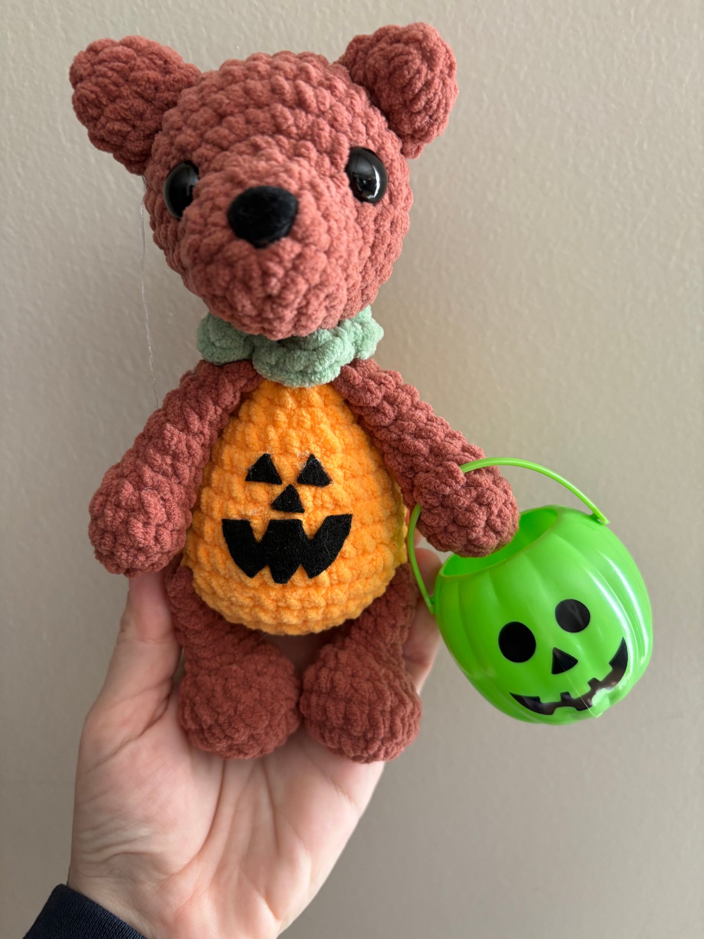 LuvKnotz Medium Halloween pum Pumpkin Witch Bear - Unique Design for Stuffed Animal - approx 8"