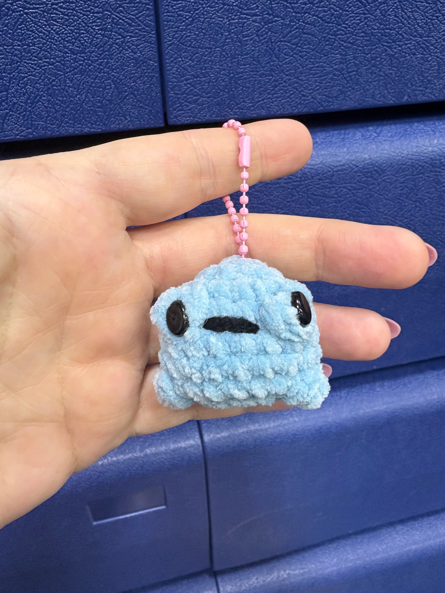LuvKnotz Tiny Frog Keychain Handmade Crochet - Soft Acrylic Yarn, Approx. 2" Long, OOAK stuffed animals