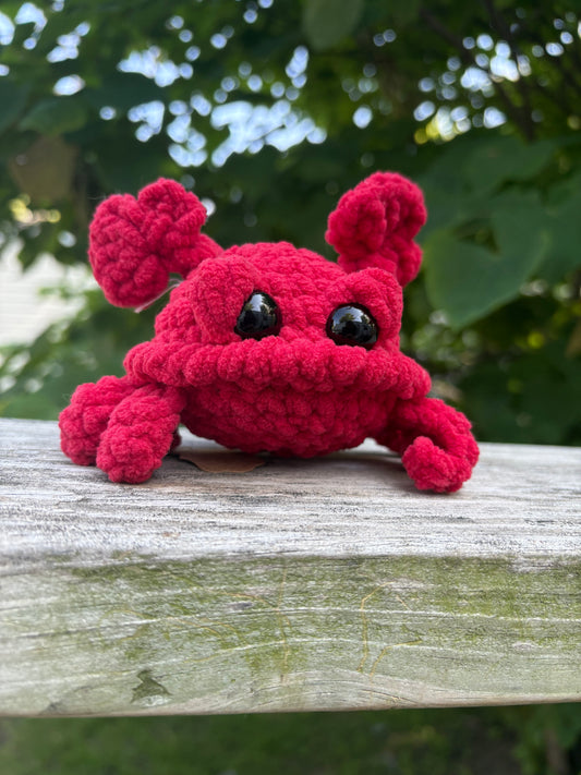 Red Crab - Handmade Crochet LuvKnotz - Soft Yarn, Approx. 4" Wide, OOAK stuffed animals