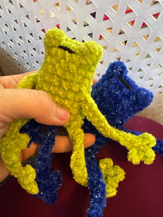 Random Color - Small Frog Handmade Crochet - Soft chenille Yarn, Approx. 3” Long, stuffed animals