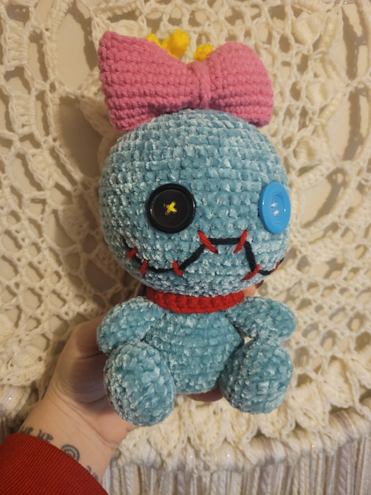 Scrump - Lilo and Stitch Inspired Raggedy Doll Hawaiian Scraps Bow Buttons - Unique Design for Stuffed Animal - approx 9"