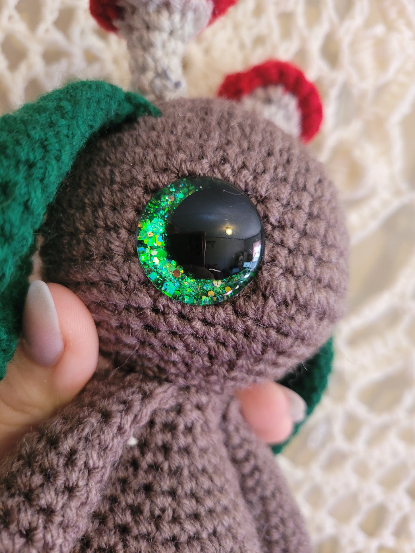 Large Brown Green Mushroom Sprite Mythical Creature - Unique Design for Stuffed Animal