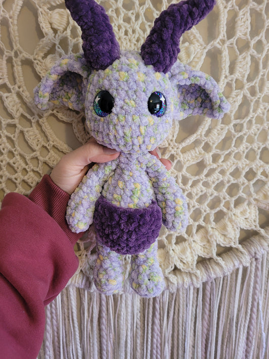 Large Purple Horned Sprite Mythical Creature - Unique Design for Stuffed Animal