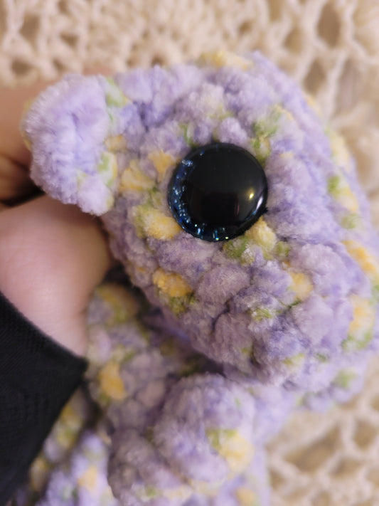 LuvKnotz Small Floral Iris Baby Dragon Handmade Crochet - Soft Chenille Yarn, Approx. 14" Long, Blue Eyes, OOAK stuffed animals