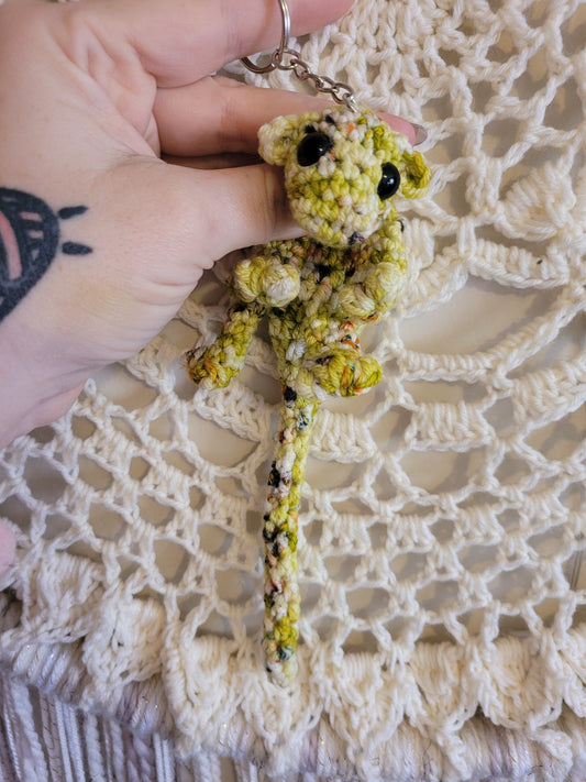 LuvKnotz Tiny Green OOAK Keychain Baby Dragon Handmade Crochet - Soft Acrylic Yarn, Approx. 10" Long, OOAK stuffed animals