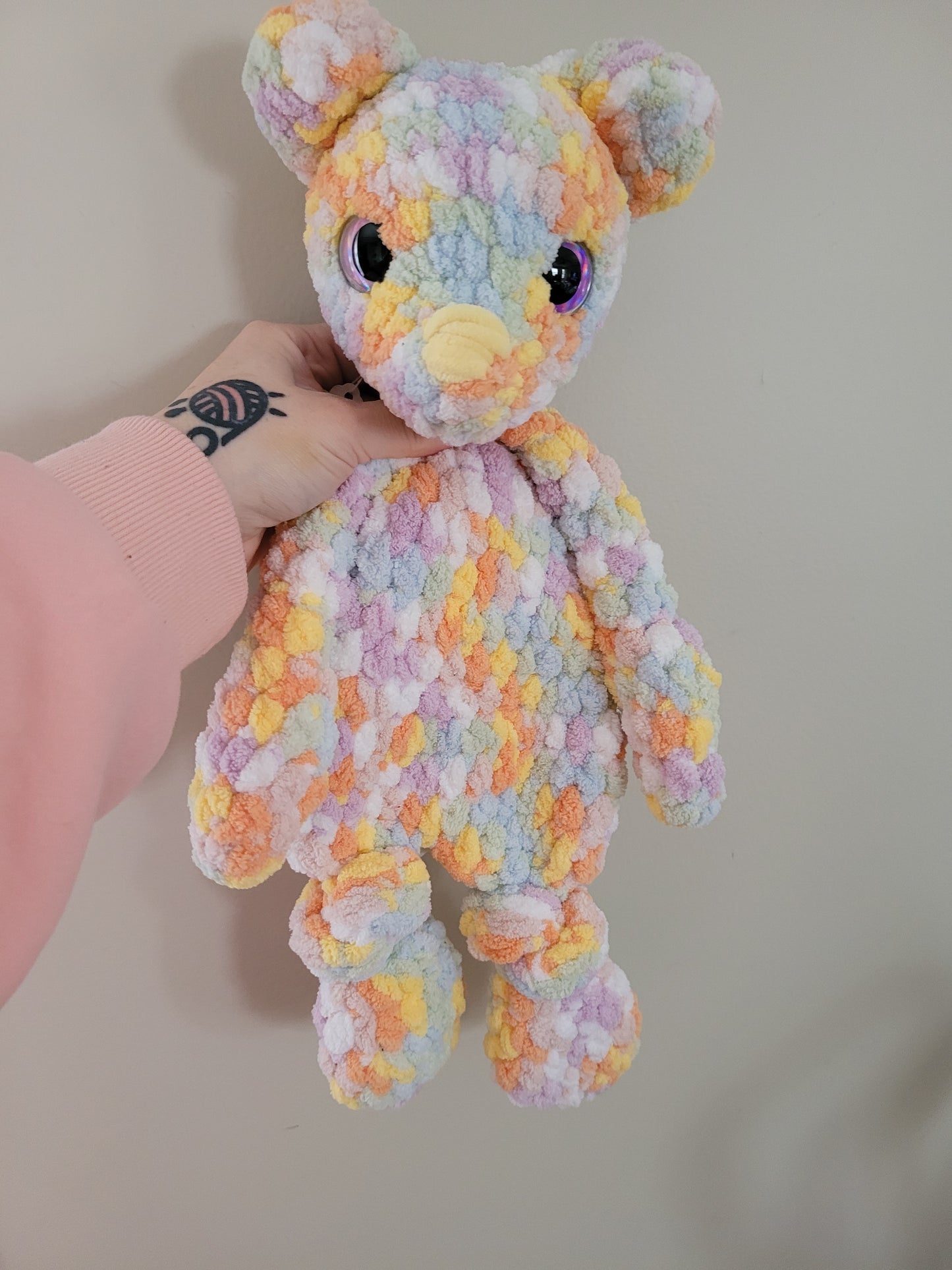 LuvKnotz Standard Pastel Rainbow Bear Lovie - Unique Design for Stuffed Animal - approx 18"