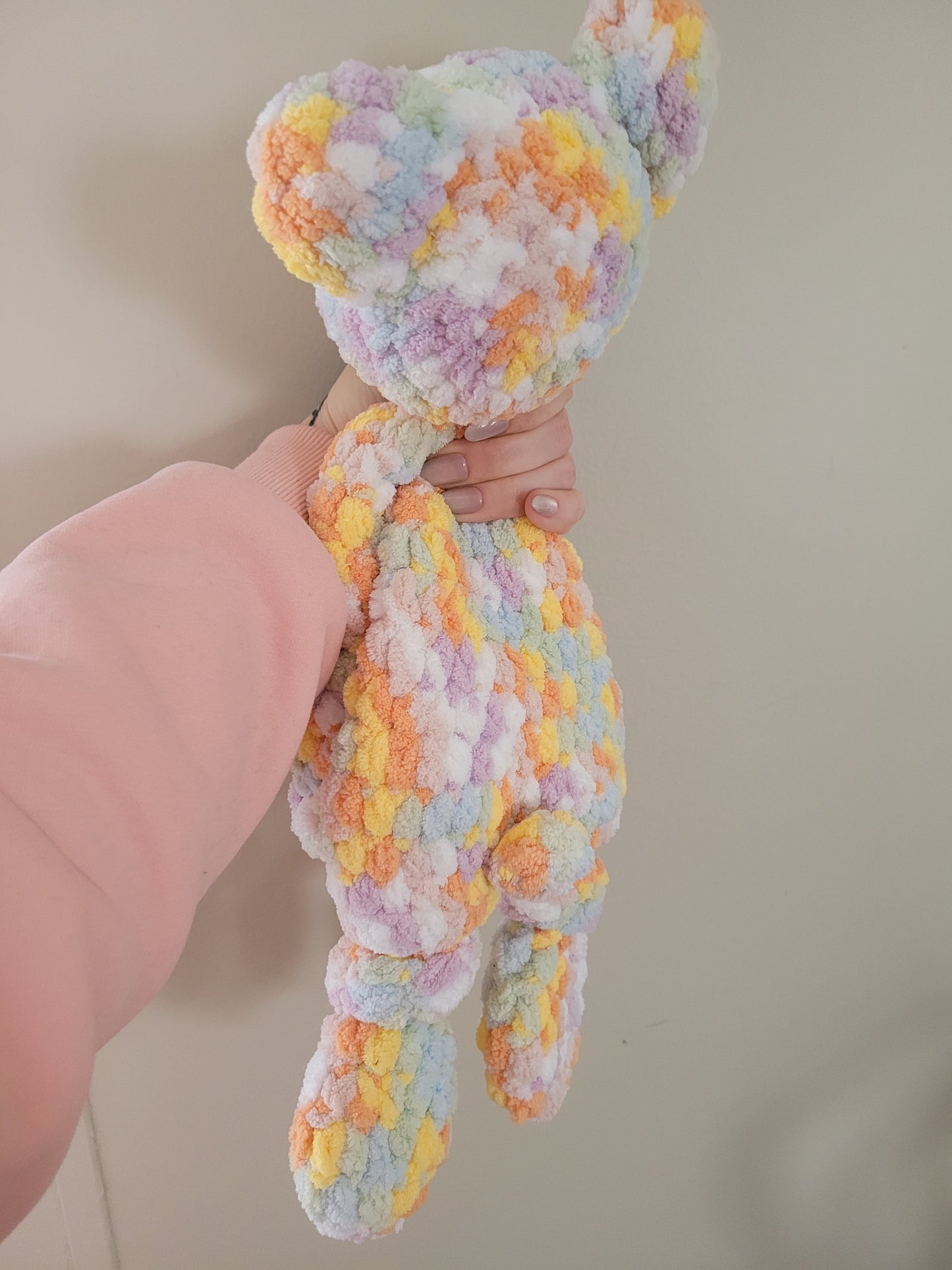 LuvKnotz Standard Pastel Rainbow Bear Lovie - Unique Design for Stuffed Animal - approx 18"