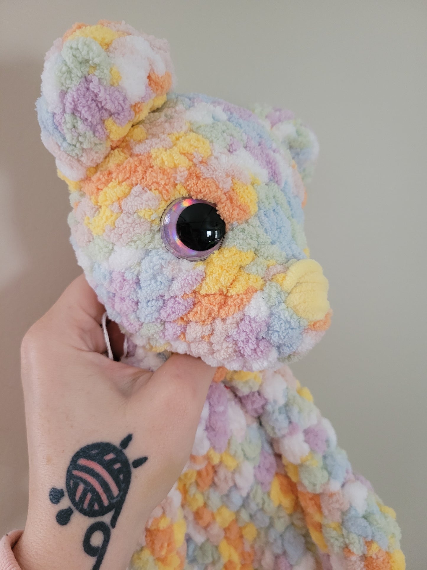 LuvKnotz Standard Pastel Rainbow Bear Lovie - Unique Design for Stuffed Animal - approx 18"