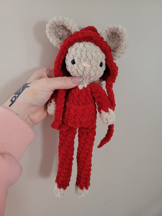 LuvKnotz Red Pajama Cream Mouse Lovie - Unique Design for Stuffed Animal - approx 14"