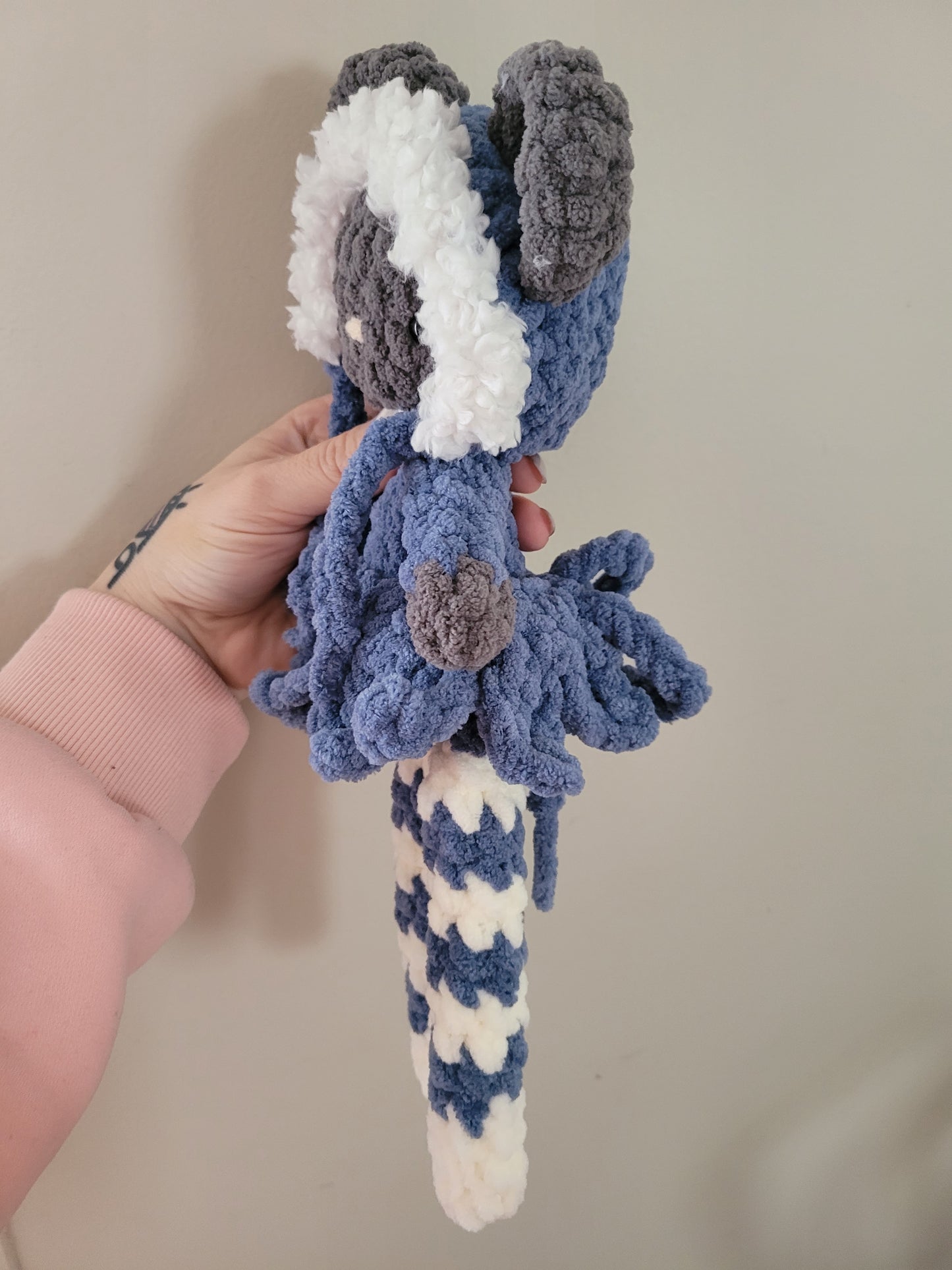 LuvKnotz Blue Dress Grey Mouse Lovie - Unique Design for Stuffed Animal - approx 14"