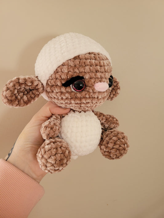 LuvKnotz Medium White Lamb - Unique Design for Stuffed Animal - approx. 8" - glitter pink eyes