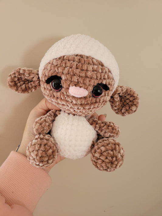 LuvKnotz Medium White Lamb - Unique Design for Stuffed Animal - approx. 8" - glitter pink eyes