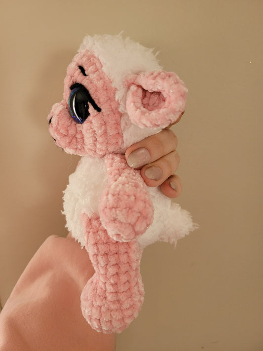 LuvKnotz Medium Pink White Lamb - Unique Design for Stuffed Animal - approx. 10" - glitter blue eyes