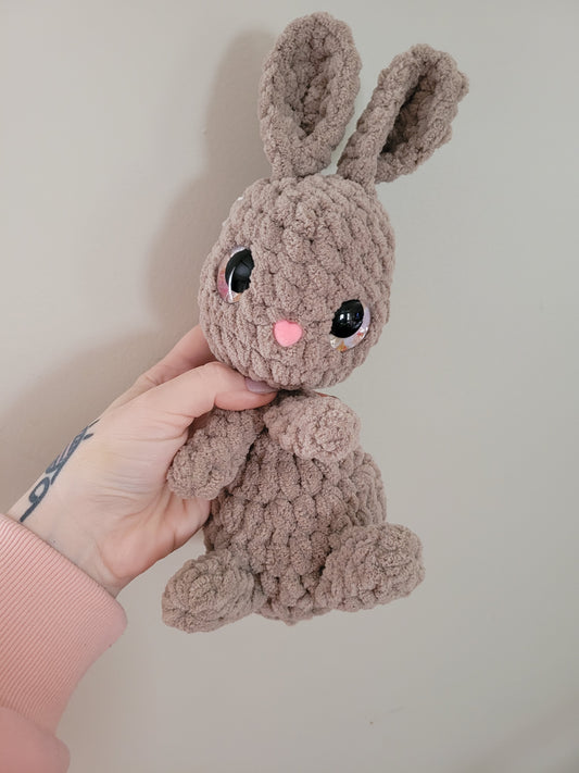LuvKnotz Large Beige Bunny Rabbit Lovie - Unique Design for Stuffed Animal - approx. 10" - Pink Paint Eyes