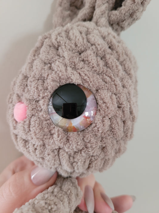 LuvKnotz Large Beige Bunny Rabbit Lovie - Unique Design for Stuffed Animal - approx. 10" - Pink Paint Eyes