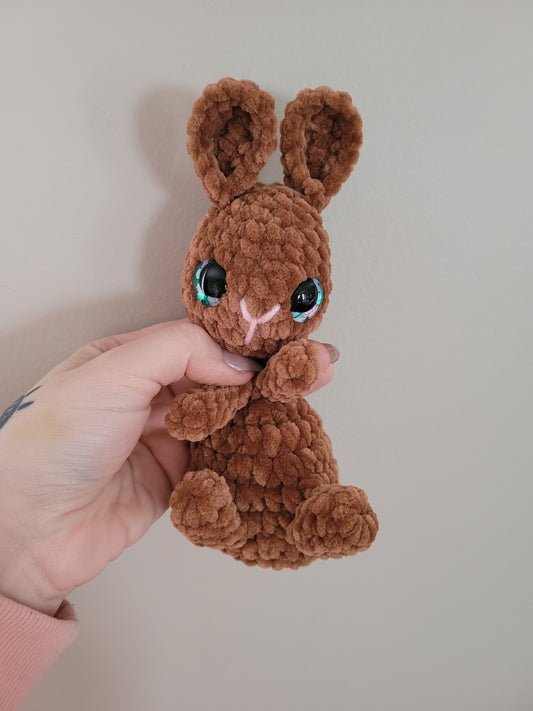 LuvKnotz Small Brown Baby Bunny Rabbit Lovie - Unique Design for Stuffed Animal - approx. 6" - Pastel Glitter Eyes