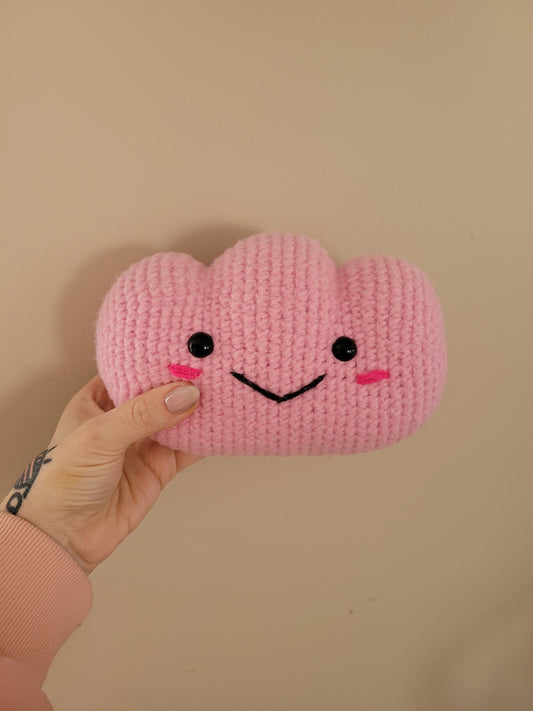 LuvKnotz Medium Pink Crochet Cloud - Whimsical Creature - approx. 8"