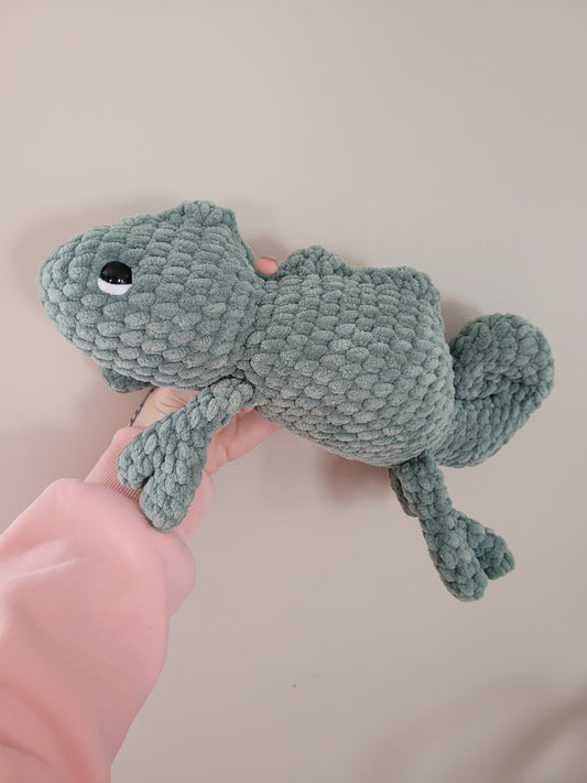 LuvKnotz Medium Green Orange Iguana - Unique Design for Stuffed Animal - approx. 16"