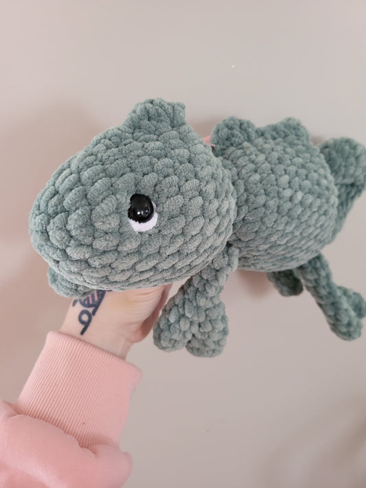 LuvKnotz Medium Green Orange Iguana - Unique Design for Stuffed Animal - approx. 16"