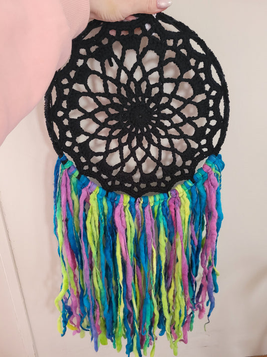 Large Dreamcatcher - Black Electric Mandala - Wall Decor approx 30"