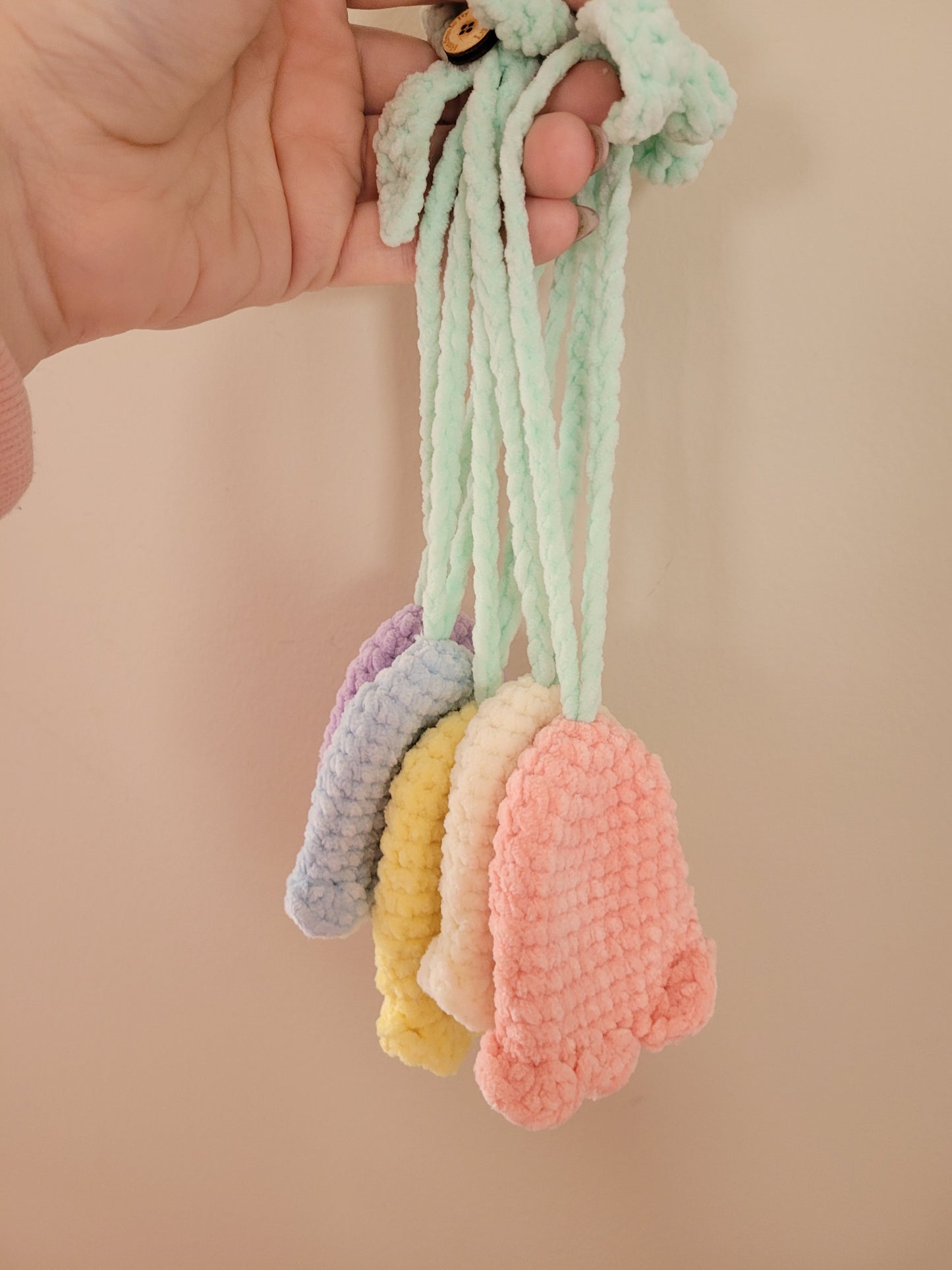 LuvKnotz Tiny Lily Keychain Key Hidden Bag Tag Flower - Car Decor - Handmade Crochet - Soft Acrylic Yarn, Approx. 14" Long, OOAK stuffed animals