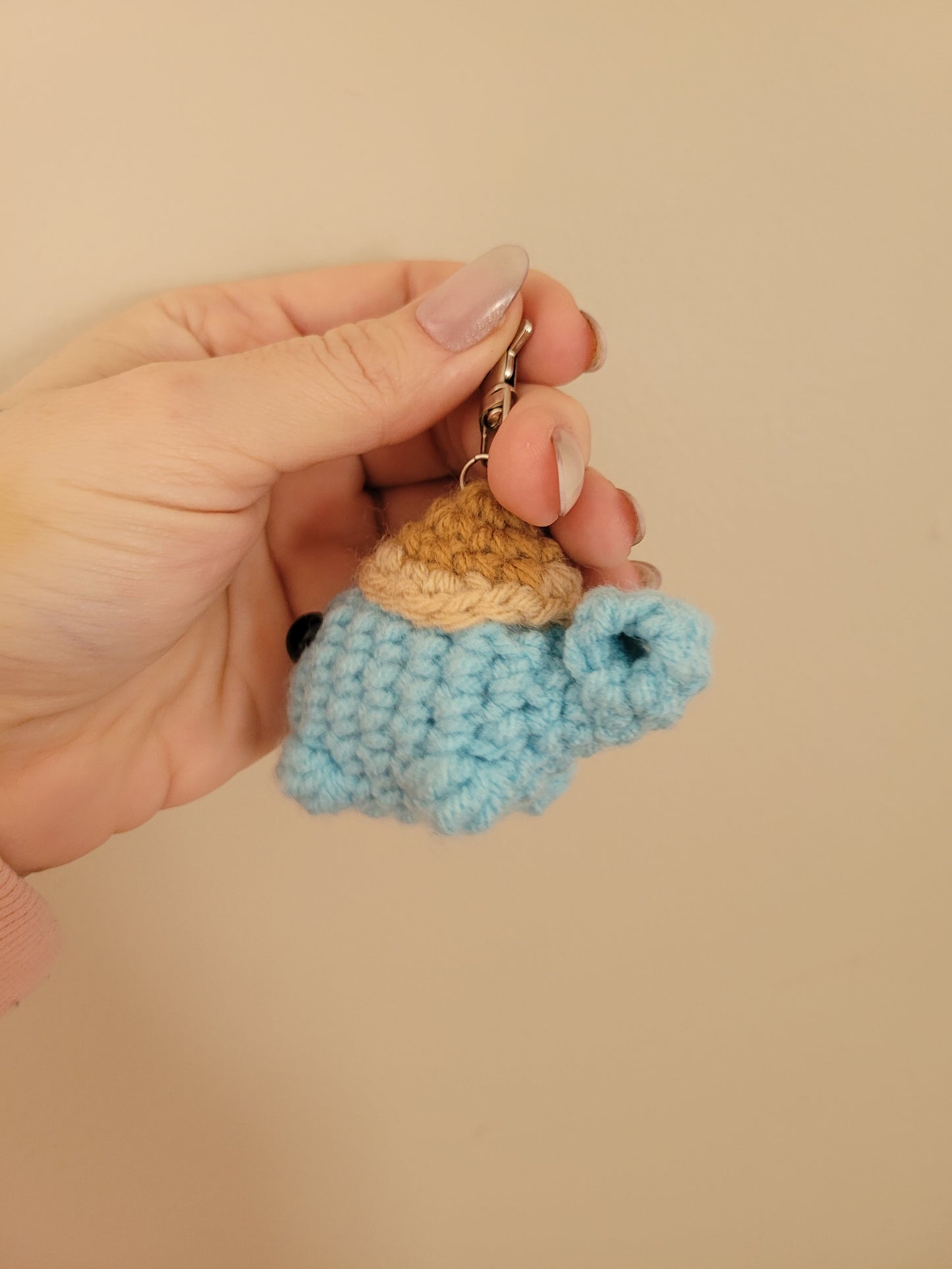LuvKnotz Tiny Squirtle Pokemon Keychain Baby Turtle Handmade Crochet - Soft Acrylic Yarn, Approx. 3" Long, OOAK stuffed animals
