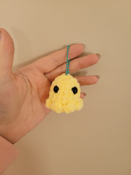 LuvKnotz Tiny Yellow Keychain Baby Octo Handmade Crochet - Soft Acrylic Yarn, Approx. 2" Long, OOAK stuffed animals
